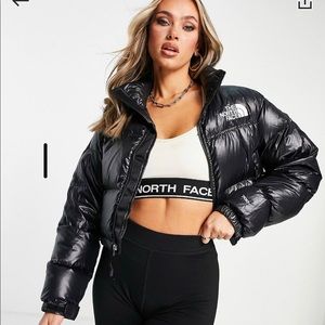 North face nuptuse cropped black coat